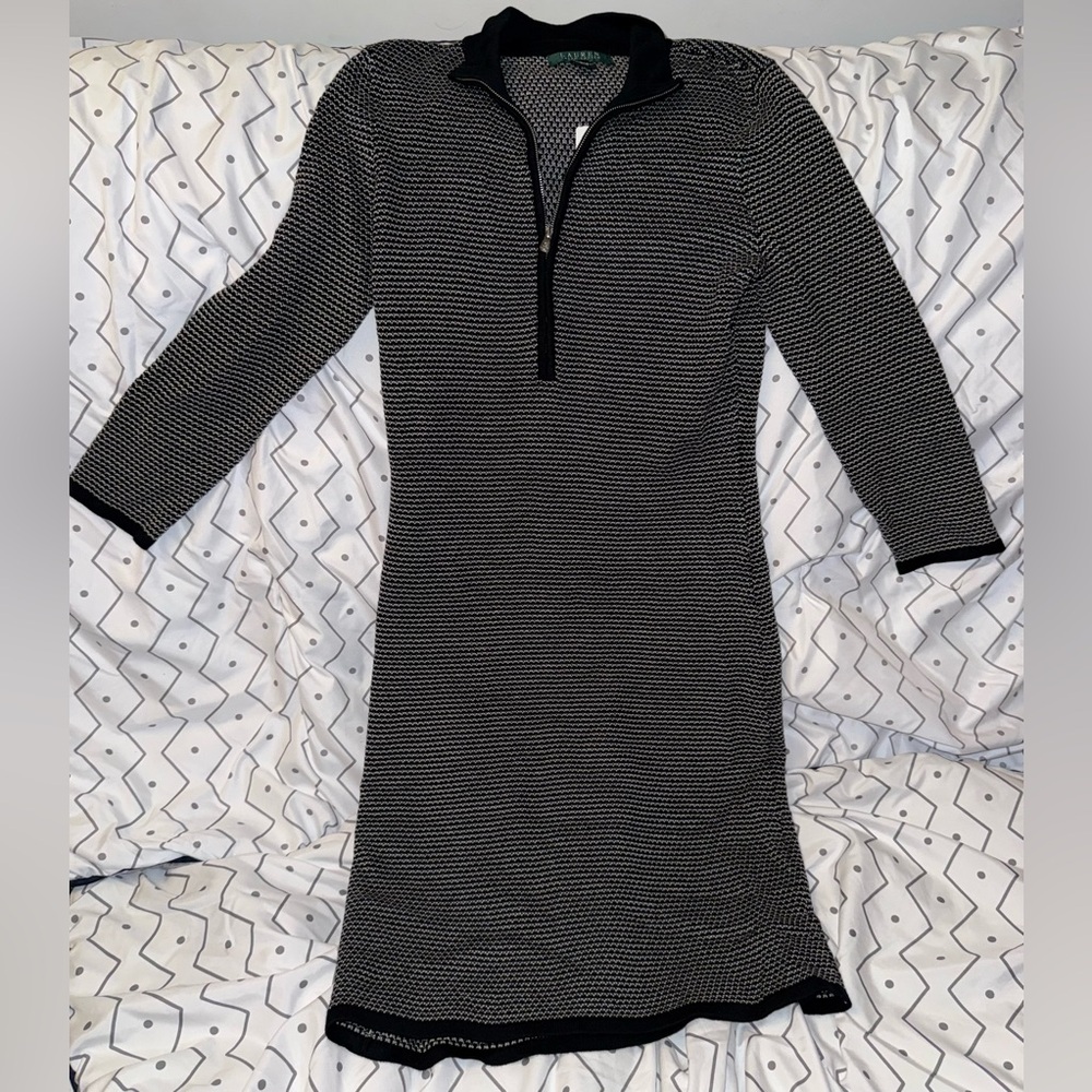 Ralph Lauren Black and White Textured Dress